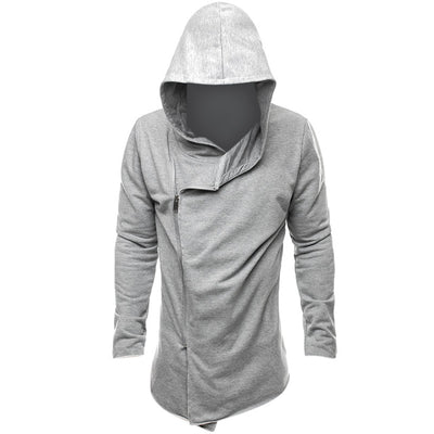 Autumn Spring Men Hooded Hoodie Fashion Sweatshirts Fashion Zipper Long Sleeve Casual Hip Pop Outwear Irregular Hem Hoody Coat