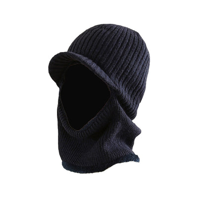 Winter Warm Mask Hat Windproof Knitted Hat Visor Beanie Neck Warmer Hat for Men Women