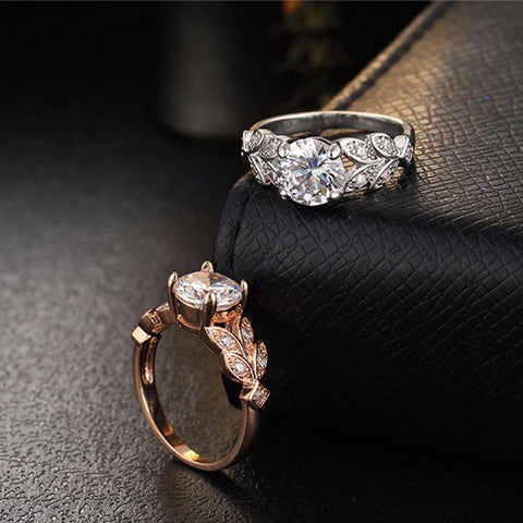 Flower Crystal Wedding Ring For Women Jewelry Accessories Rose Gold Gold Engagem