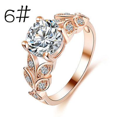 Flower Crystal Wedding Ring For Women Jewelry Accessories Rose Gold Gold Engagem