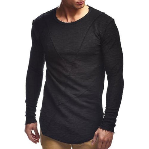 New Spring Men's Solid Color Plain Long T shirt Hip hop Streetwear Fitness T-shirt Casual Tee Tops Longline Tshirt Youth Boys