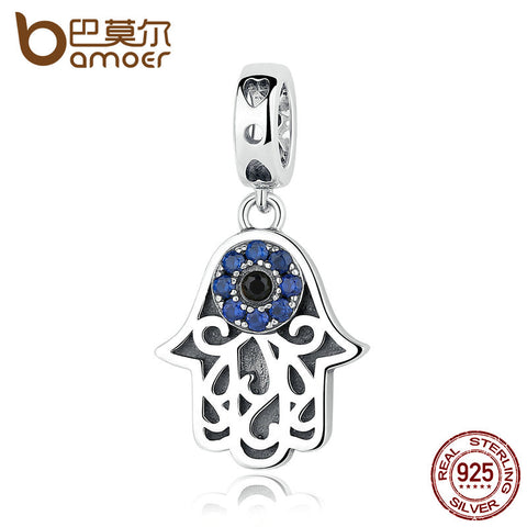 BAMOER Eye Design Series 100% 925 Sterling Silver Blue Wicked Eye Pendant Fit  Bracelets & Bangles Fashion  Jewelry SCC085