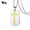 Vnox Men's Dog Tag Bible Necklace Stainless Steel Gold Color Cross Pendant Prayer Necklace 24 Inch Religious Jewelry