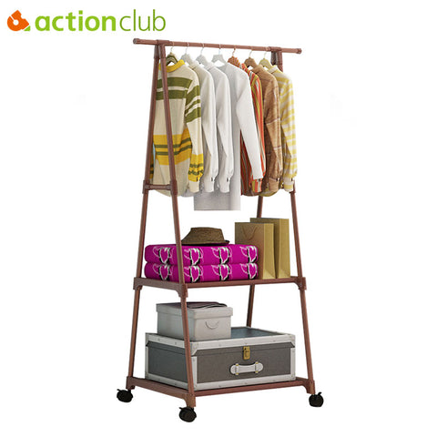 Actionclub Multifunction Triangle Simple Coat Rack Stainless Steel Removable Clothes Hanging Hanger Floor Stand Coat Rack Wheels