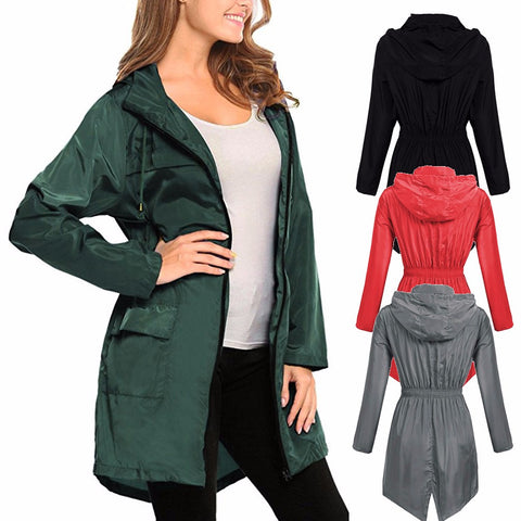 Women Lightweight Travel Waterproof Raincoat Hoodie Windproof Hiking Coat Jacket