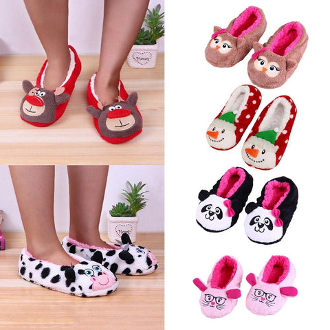 Women Ladies Cotton Warm Indoor Slippers Soft Plush Christmas Shoes