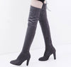 Women Stretch Faux Slim High Boots Over The Knee Boots High Heels Shoes