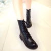 Women Men Lace Up Flat Biker Military Army Combat  Black Boots Shoes