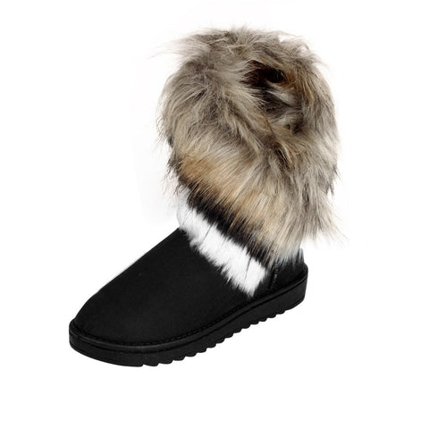 Fashion Women Boots Flat Ankle Fur Lined Winter Warm Snow Shoes