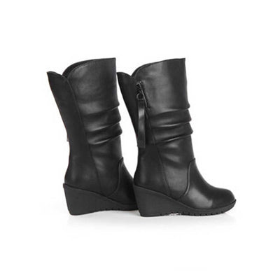 Women Autumn Winter Warm Shoes Ladies Wedges High Heel Ankle Boots Zipper Boots