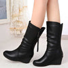 Women Autumn Winter Warm Shoes Ladies Wedges High Heel Ankle Boots Zipper Boots