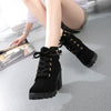 Womens Fashion High Heel Lace Up Ankle Boots Ladies Buckle Platform Shoes