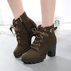 Womens Fashion High Heel Lace Up Ankle Boots Ladies Buckle Platform Shoes