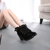 Womens Fashion High Heel Lace Up Ankle Boots Ladies Buckle Platform Shoes