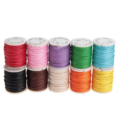 10pcs 10M 1MM Waxed Cotton Cords Strings Ropes for DIY Necklace Bracelet Craft Making