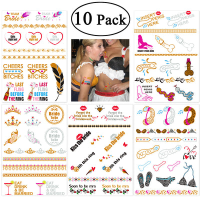 NUOLUX 10pcs Temporary Fake Willie Tattoo Waterproof Tattoo Sticker for Bachelorette Party Game Party Supplies Decorations