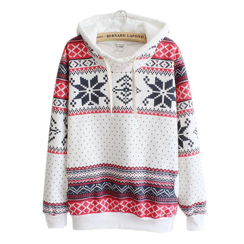 Women Christmas Snow Hoodie Sweatshirt Jumper Sweater Hooded Pullover