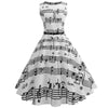 Women Vintage Printing Bodycon Sleeveless Casual Evening Party Prom Swing Dress