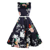 Women Vintage Floral Bodycon Sleeveless Casual Evening Party Prom Swing Dress