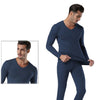 Winter Warm Men 2Pcs Cotton V neck Thermal Underwear Set Thicken Long Sleeve Tops Bottom Navy Blue, Dark Gray, Light Gray YRD