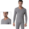 Winter Warm Men 2Pcs Cotton V neck Thermal Underwear Set Thicken Long Sleeve Tops Bottom Navy Blue, Dark Gray, Light Gray YRD