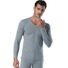 Winter Warm Men 2Pcs Cotton V neck Thermal Underwear Set Thicken Long Sleeve Tops Bottom Navy Blue, Dark Gray, Light Gray YRD