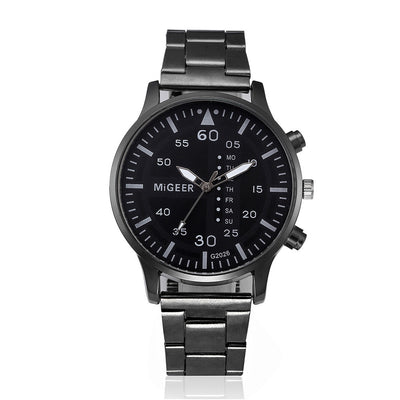 Fashion Man Crystal Stainless Steel Analog Quartz Wrist Watch