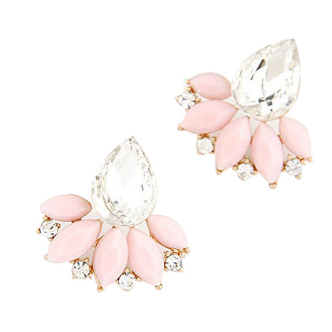 Ladies Fashion OL Temperament Shining Gem Leaves Earrings
