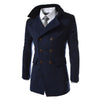 Men Jacket Warm Winter Trench Long Outwear Button Smart Overcoat