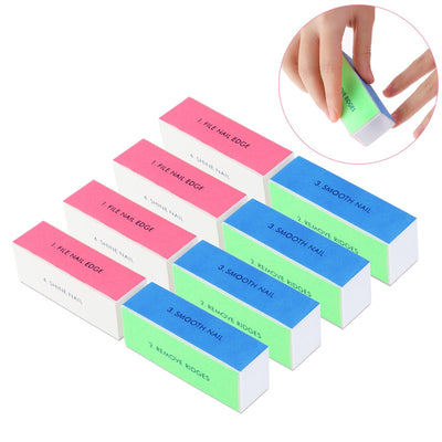 TINKSKY 10pcs Washable 4-Way Nail Shiner Sponge Nail Files Nail Buffers Sanding Blocks