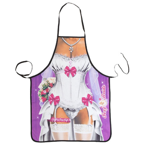 Novelty Cooking Kitchen Apron Cute Bride Printed Apron Cooking Grilling BBQ Apron