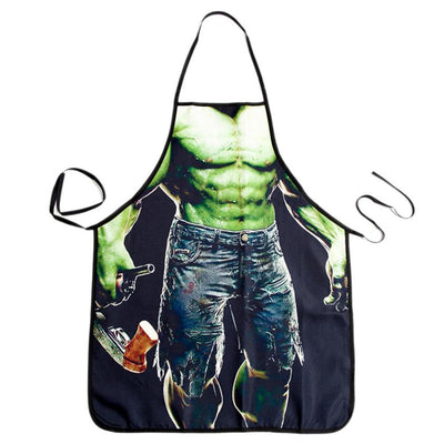 Novelty Cooking Kitchen Apron Green Giant Man Printed Apron Cooking Grilling BBQ Apron