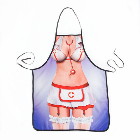 Novelty Cooking Kitchen Apron Sexy Nurse Printed Apron Cooking Grilling BBQ Apron