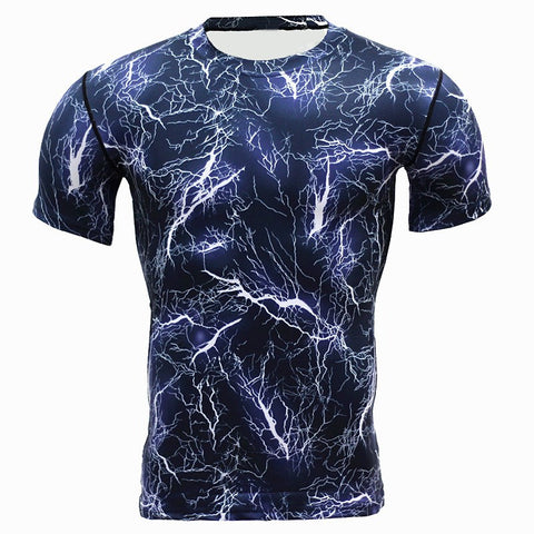 3D Printed t-shirt Men Short Sleeve Lightnings Print Casual Male Bodybuilding tshirts Slim Fit Male O-neck T shirt Men Plus Size