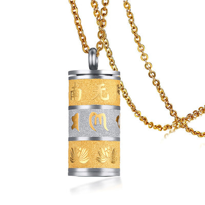 Vnox Can Open Prayer Wheel Ash Pendant For Men Necklace Matte Stainless Steel Detachable Male Jewelry Buddhism Male Jewelry