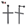 Vnox Classic Simple Cross Earrings For Women Men Dangle Drop Earings Stainless Steel Religion Unisex Jewelry Casual Accesories