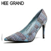 HEE GRAND Women Thin Heel Pumps 2018 New Retro Style Women High Heels PU Leather Spring Shoes Slip On Pumps XWD6524