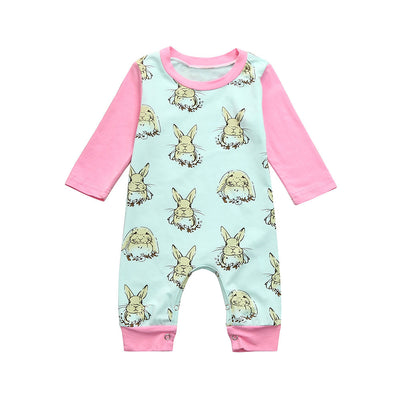 New Infant Baby Boys Girls Easter Cartoon Rabbit Print Romper Jumpsuit Outfits