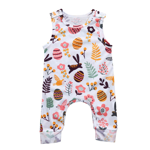 Newborn Infant Baby Boys Girls Easter Eggs Cartoon Print Romper Jumpsuit Outfits