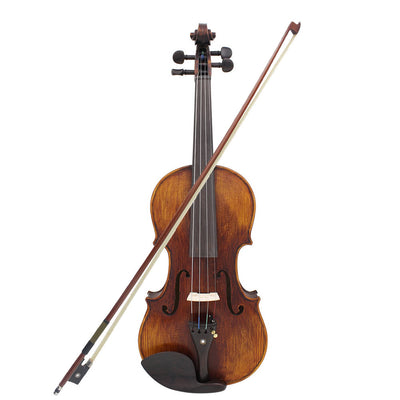 4/4 Full Size Handcrafted Solid Wood Acoustic Violin Fiddle with Carrying Case Tuner Shoulder Rest String Cleaning Cloth Rosin Sordine