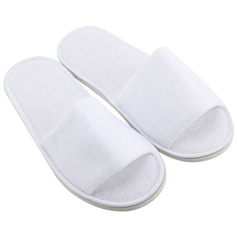 5 Pairs Spa Hotel Guest Slippers Open Toe Towelling Disposable Terry Style