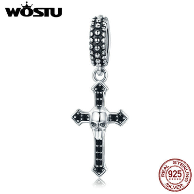 WOSTU Popular 925 Sterling Silver Bardian Cross Animal Beads fit Original Charm Bracelet For Women Fashion Jewelry Gift CQC558