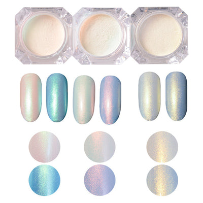 3 Boxes Pearl Effect Nail Glitter Powder Set Shimmer Pigment Manicure DIY Manicure Nail Art Glitter Kit