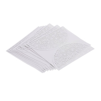 10Pcs Romantic White Wedding Party Invitation Card Delicate Carved Flowers