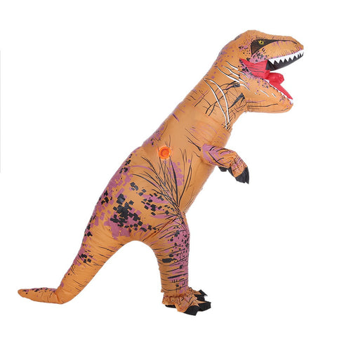 Funny Inflatable Dinosaur Trex Costume Suit Air Fan Operated Blow Up Halloween Cosplay Fancy Dress Animal Costume Jumpsuit--Blue Adult