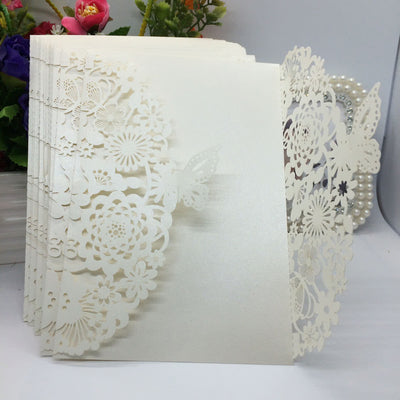 20Pcs Romantic Wedding Party Invitation Card Delicate Carved Flowers Decoration
