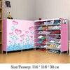Actionclub Double Row Cartoon Shoes Rack Multi-purpose Storage Shoes Cabinet Non-woven 3D Pattern DIY Shoes Organizer Shelf