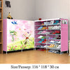 Actionclub Double Row Cartoon Shoes Rack Multi-purpose Storage Shoes Cabinet Non-woven 3D Pattern DIY Shoes Organizer Shelf