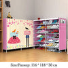 Actionclub Double Row Cartoon Shoes Rack Multi-purpose Storage Shoes Cabinet Non-woven 3D Pattern DIY Shoes Organizer Shelf