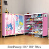 Actionclub Double Row Cartoon Shoes Rack Multi-purpose Storage Shoes Cabinet Non-woven 3D Pattern DIY Shoes Organizer Shelf